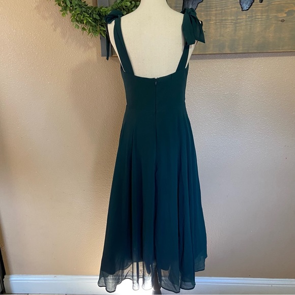 NWOT Lulus Sophisticated Charisma Dark Teal Tie-Strap A-Line Midi Dress - Picture 5 of 13